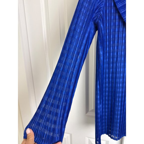 Chico's Travelers Textured Crinkle Jacket Asymmetrical Zipper Size 2 (L/12) Colb - Picture 5 of 7